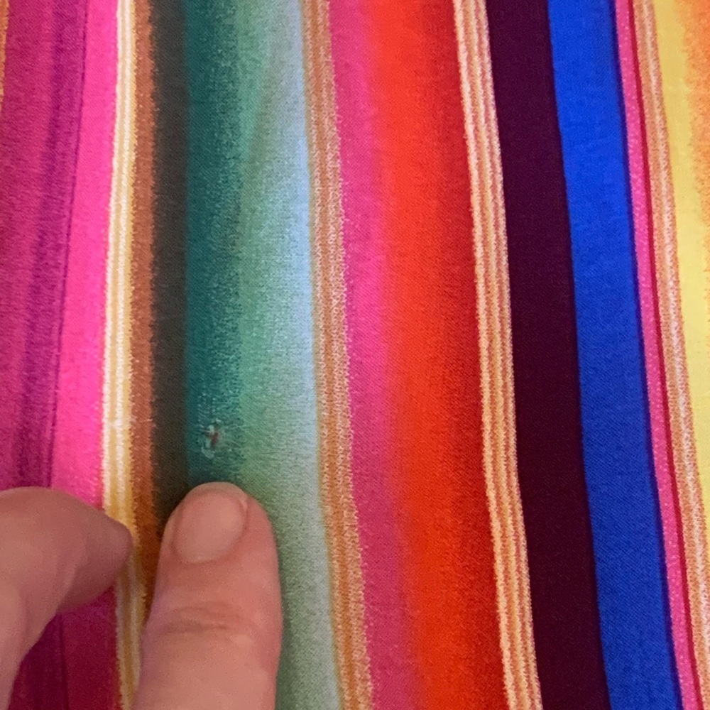 Philosophy Dress 14 Vibrant Rainbow Striped Maxi Button up 3/4 Sleeves Highwaist - Picture 12 of 14